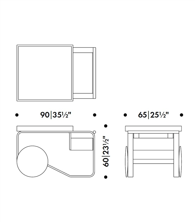 Tea Trolley 900 technical drawing